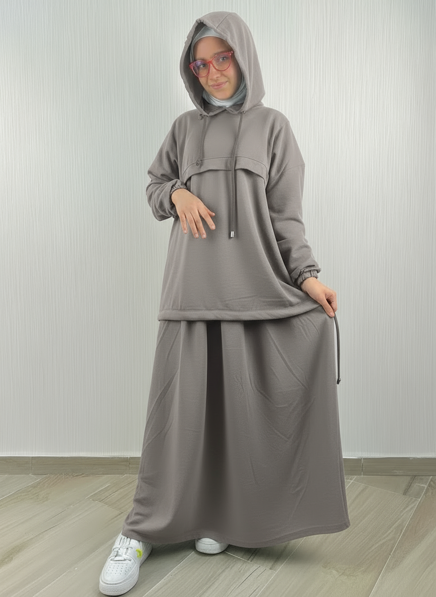 Ensemble Hijabi Hoodie & Jupe Fille