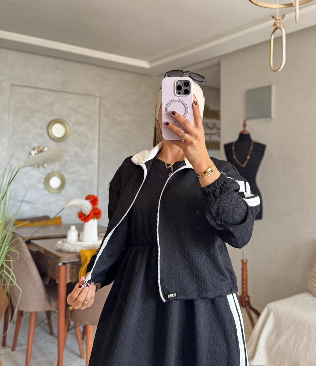 L'Élégance Voilée — Robe Maxi + Veste Courte