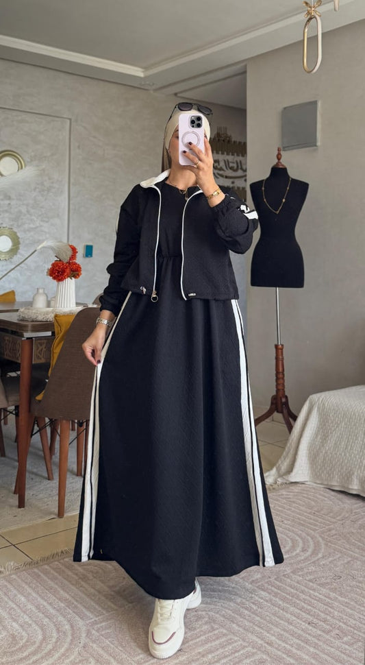 L'Élégance Voilée — Robe Maxi + Veste Courte