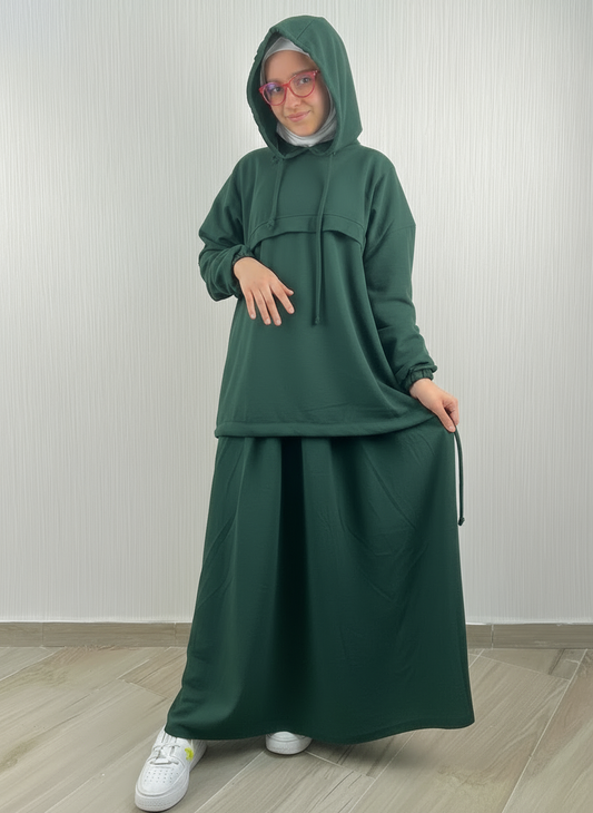 Ensemble Hijabi Hoodie & Jupe Fille