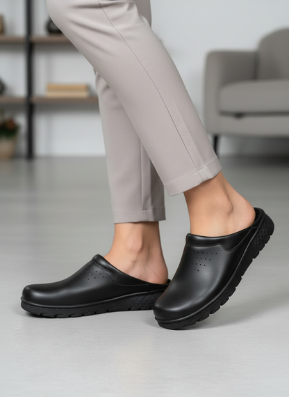 Sabots en Cuir Noir Élégants et Confortables